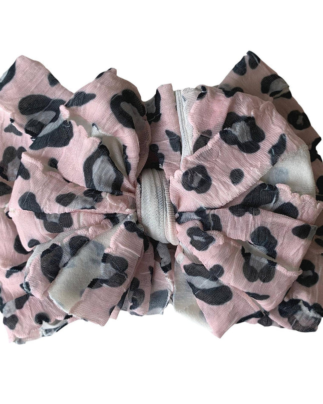 Leopard Pink Ruffled Headband