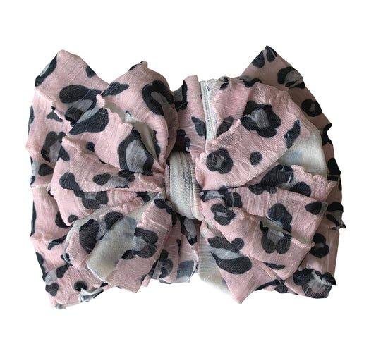 Leopard Pink Ruffled Headband