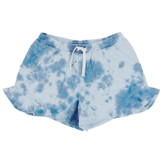 Ruffled Tie Dye Shorts | Blue