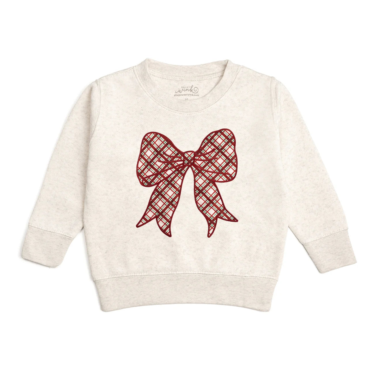 Christmas Plaid Bow Patch Sweatshirt