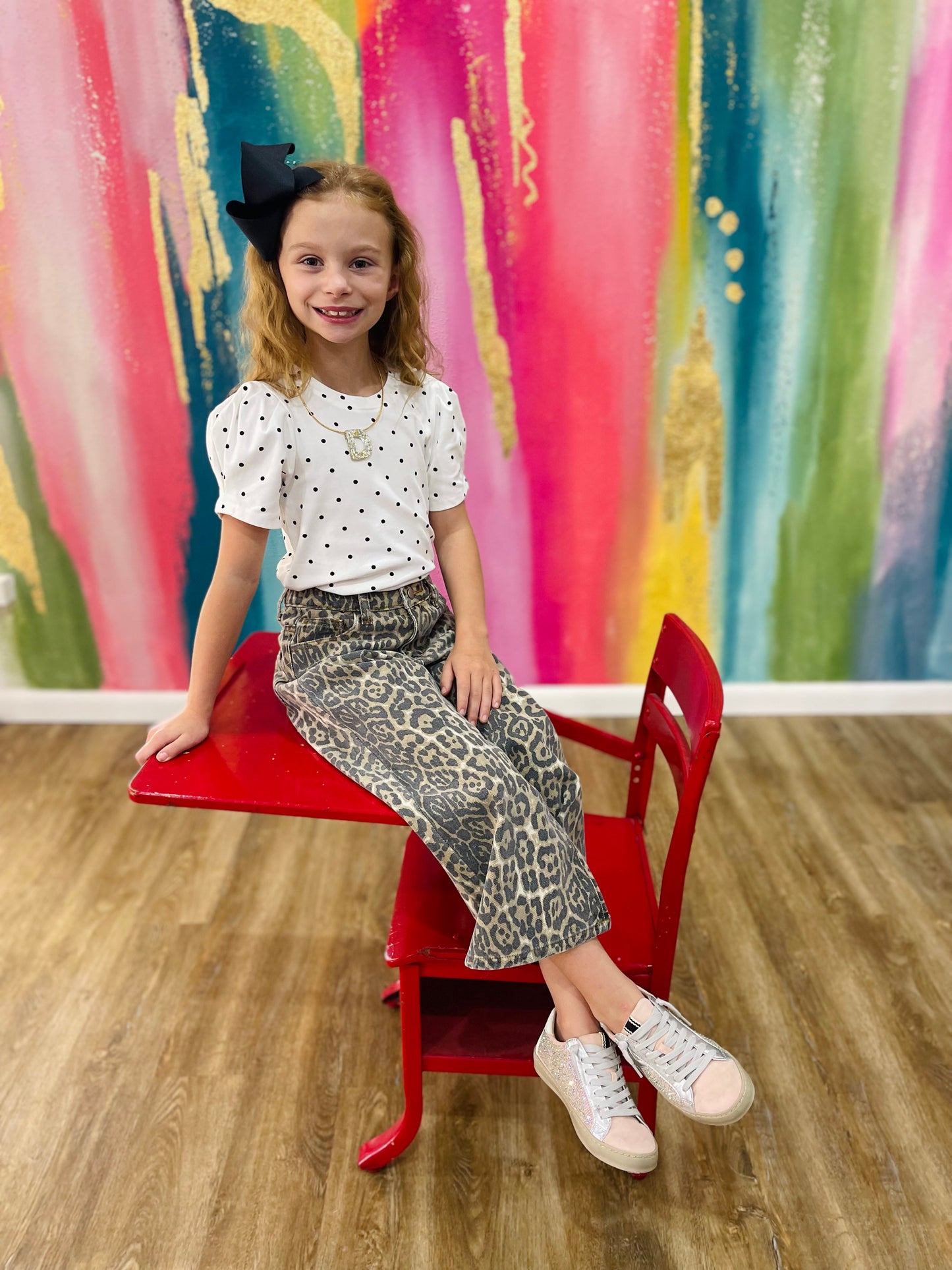 Leopard Relaxed Fit Cropped Denim