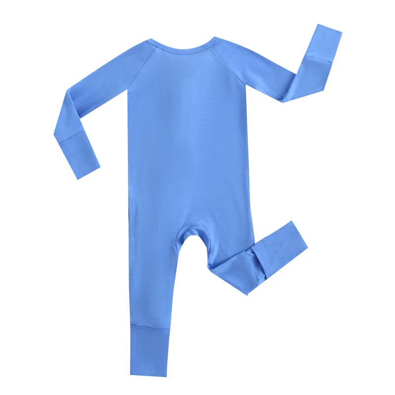 Pure Blue Zippered Romper NICU Friendly
