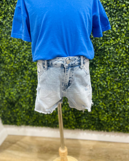 Distressed Fray Hem Denim Shorts | Light Indigo