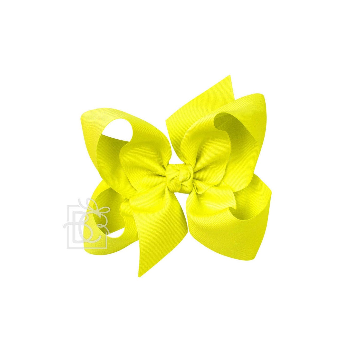 SIGNATURE GROSGRAIN BOW ON CLIP: 6.5" Jumbo - 2.25" Ribbon on Lg. Alligator Clip / NEON YELLOW