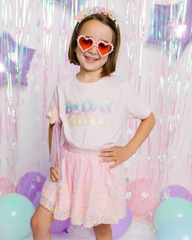 Pastel Rainbow B-Day Patch Short Sleeve T-Shirt