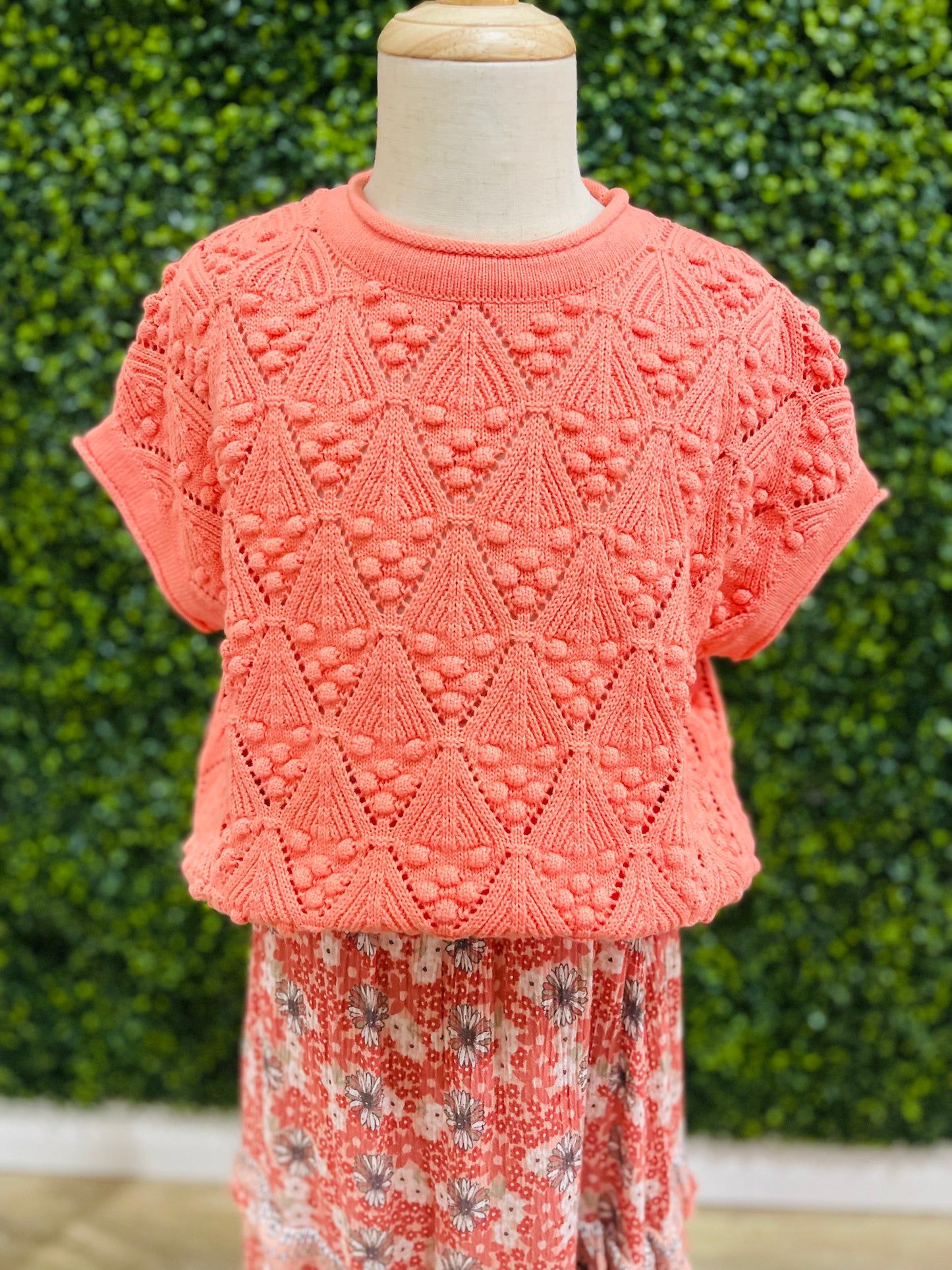 Open Weave Sweater | Coral