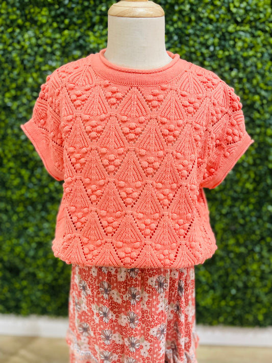 Open Weave Sweater | Coral