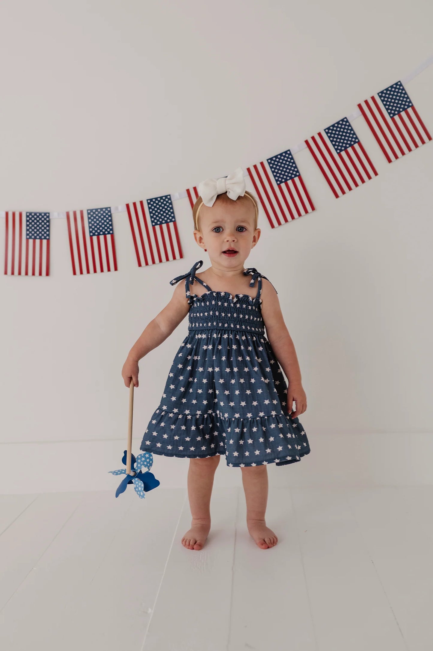 Smocked Shoulder Tie Dress | American Stars