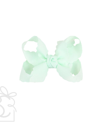 SCALLOPED EDGE BOW: Antique White / 5.5" Extra Large - 2.25" Ribbon on Alligator Clip