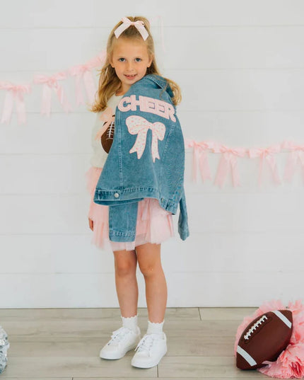 Cheer Bow Patch Denim Jacket