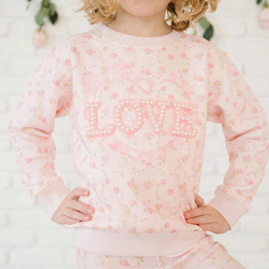 Pink Rose Love Patch Sweatshirt