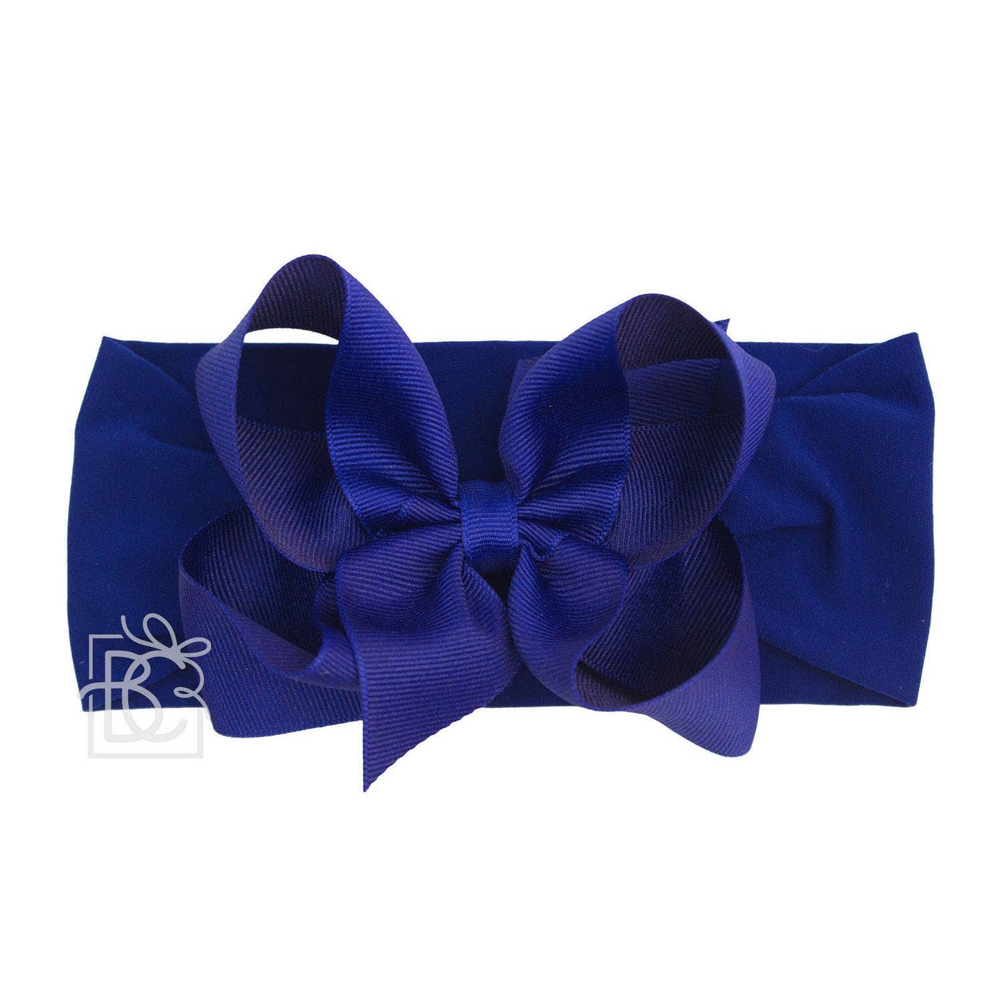 WIDE PANTYHOSE HEADBAND W/CLASSIC GROSGRAIN BOW: ROYAL BLUE / 3+ Months / 4.5" Large
