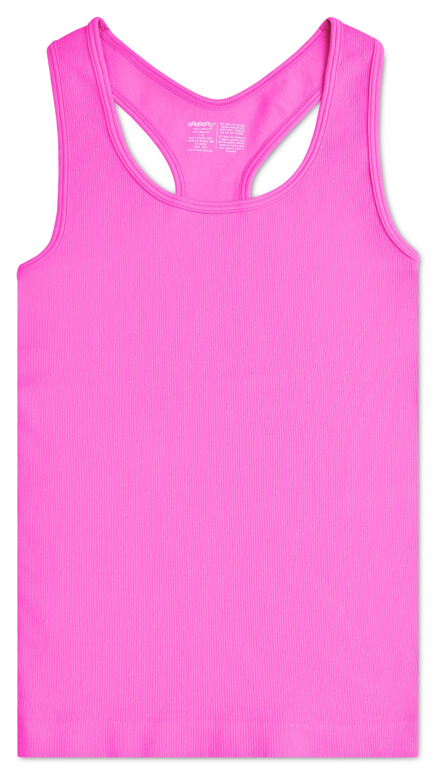 PRETTY PINK RIBBED RACERBACK TANK TOP