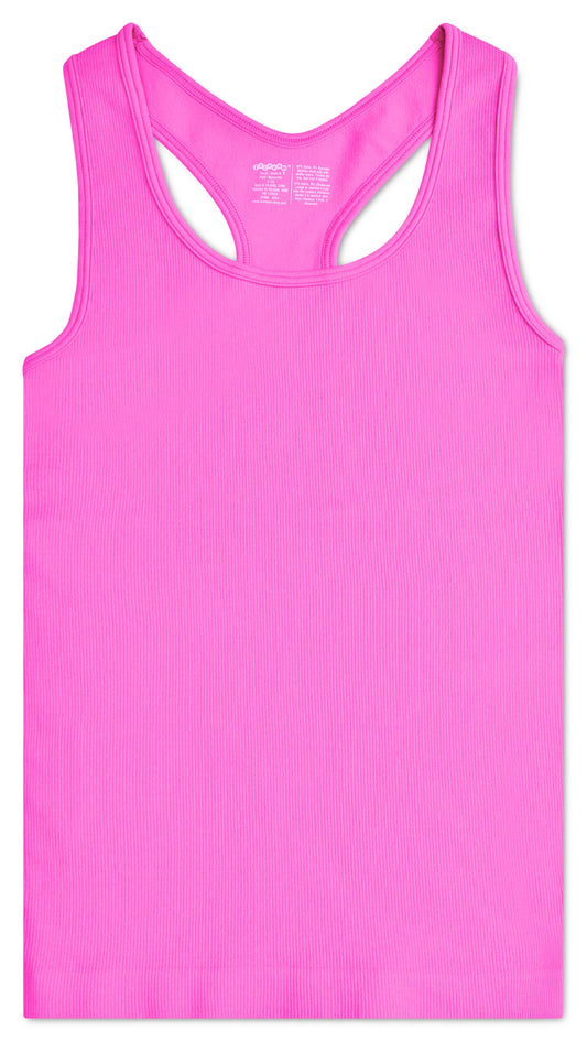 PRETTY PINK RIBBED RACERBACK TANK TOP