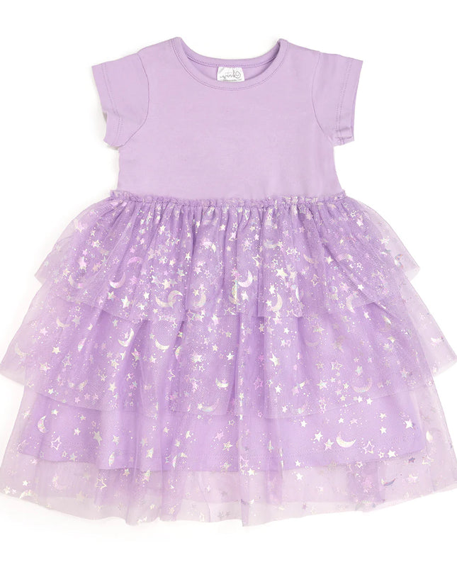 Lilac Star and Moon Halloween Tutu Dress