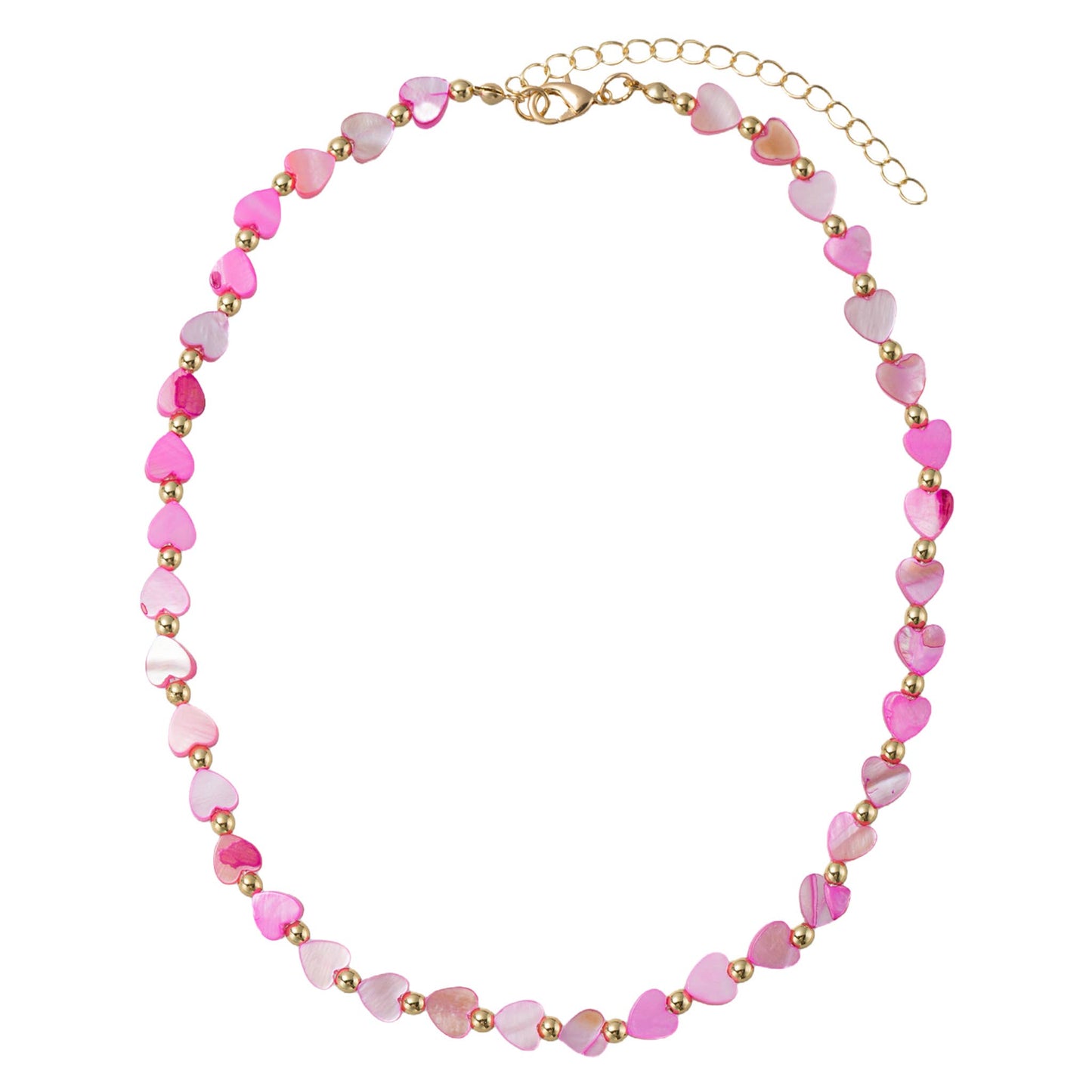 Kids Pink Heart Beaded Necklace