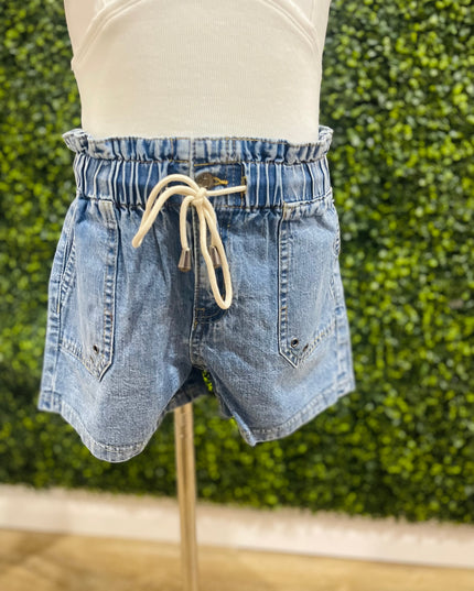 Paperbag Waist Tie Shorts | Light Indigo