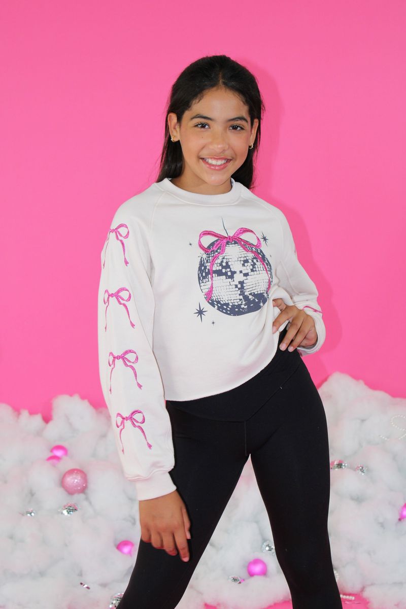 Embroidered Bows & Disco Ball Sweatshirt
