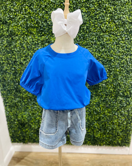 Poplin Synch Hem Top | Royal Blue