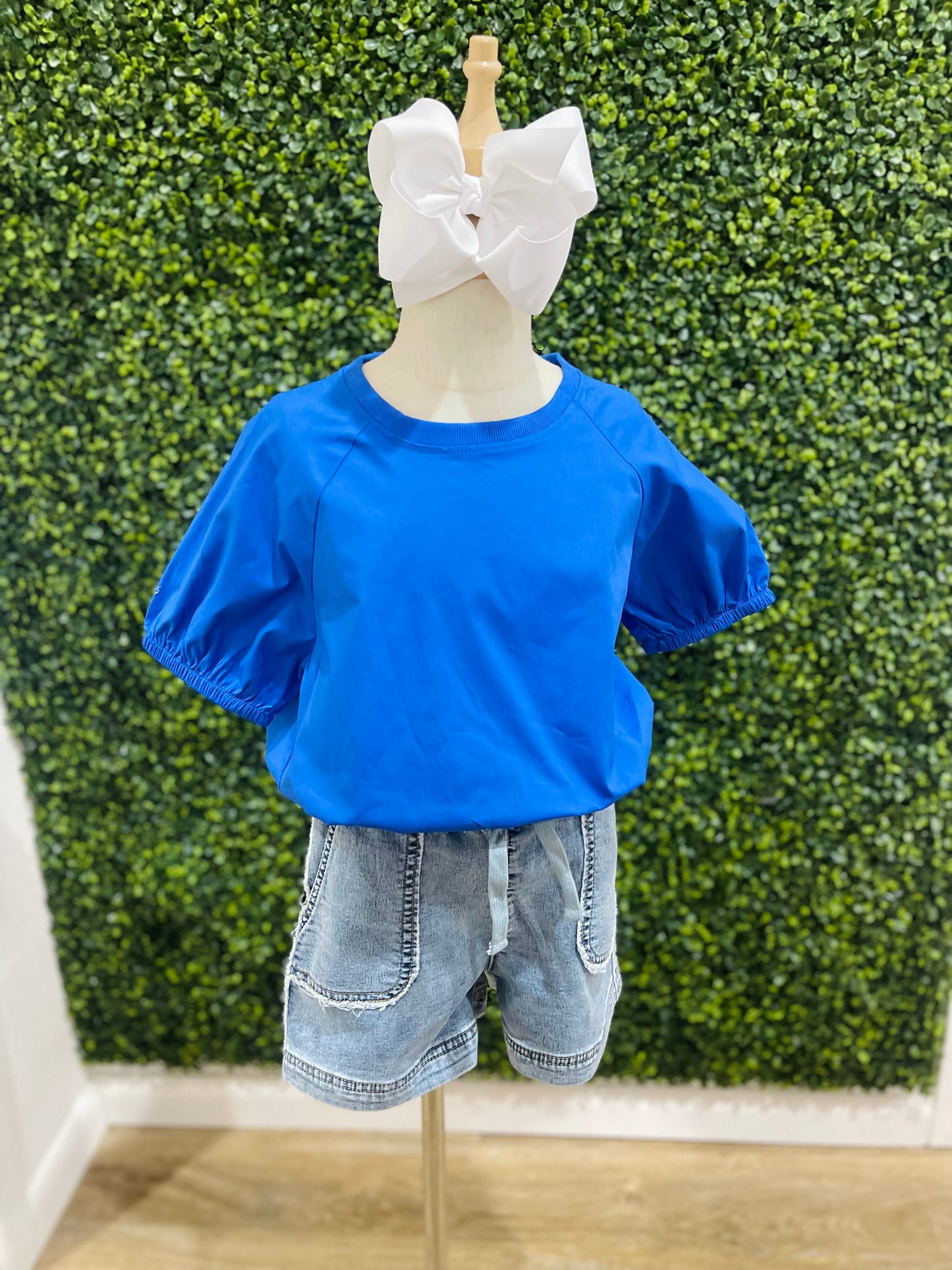 Poplin Synch Hem Top | Royal Blue