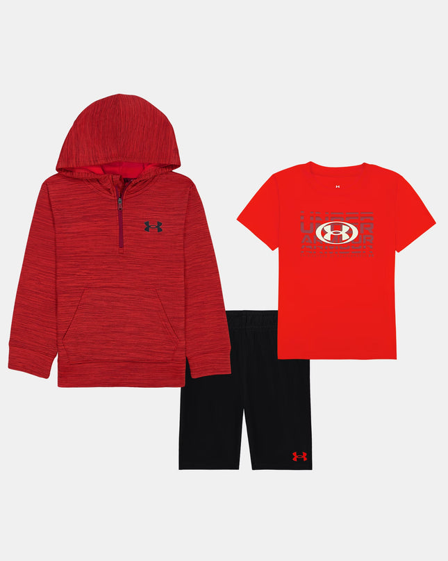 UA 3pc Hoodie Short Set | Anthem Red