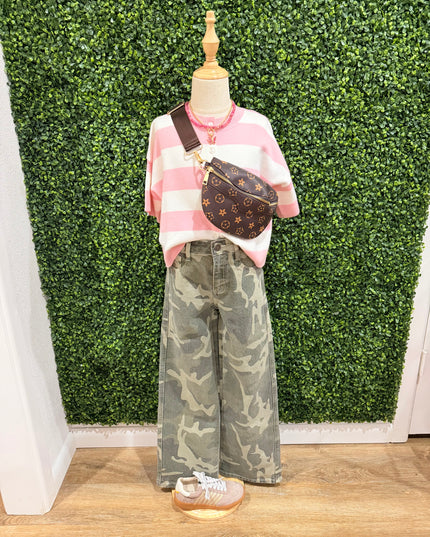 KanCan High Rise Wide Leg Camo Jeans