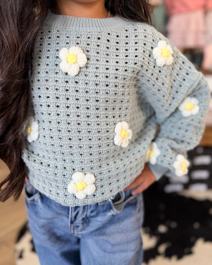 Open Weave Long Sleeve Sweater | Blue