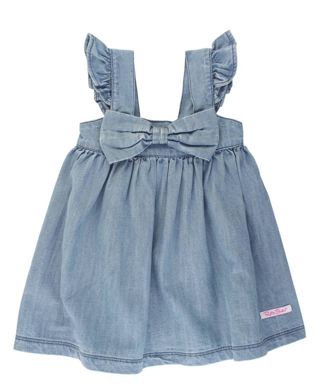 Light Wash Flutter Bow Woven Dress