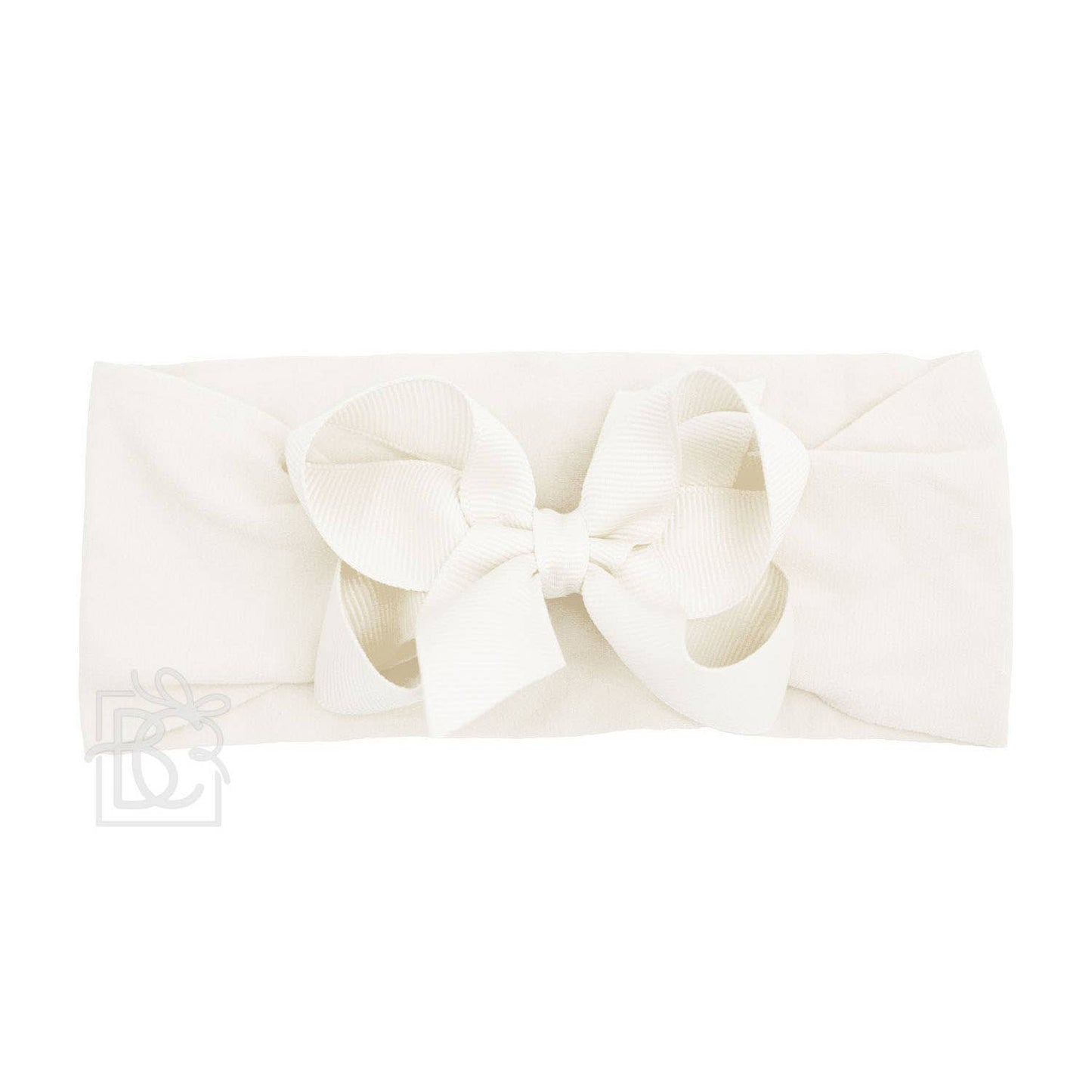 WIDE PANTYHOSE HEADBAND W/CLASSIC GROSGRAIN BOW: AQUAMARINE / 3+ Months / 4.5" Large