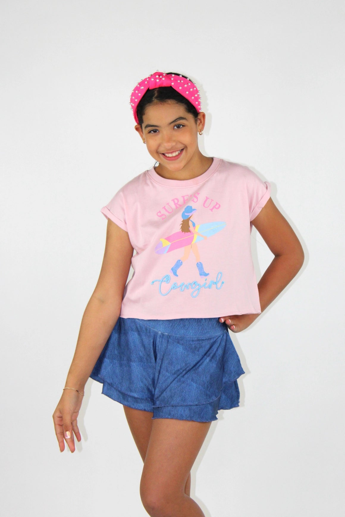 Denim Print Flows Butterfly Shorts