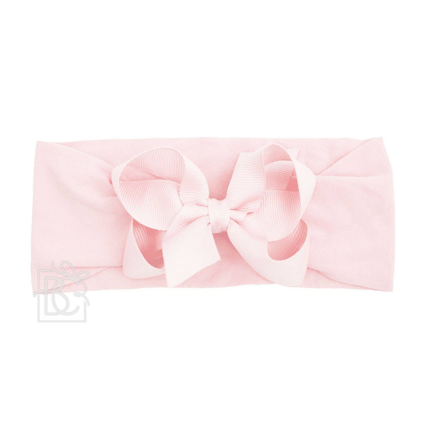 Classic Grosgrain Bow on Stretchy Hose Headband | Light Pink 4.5”