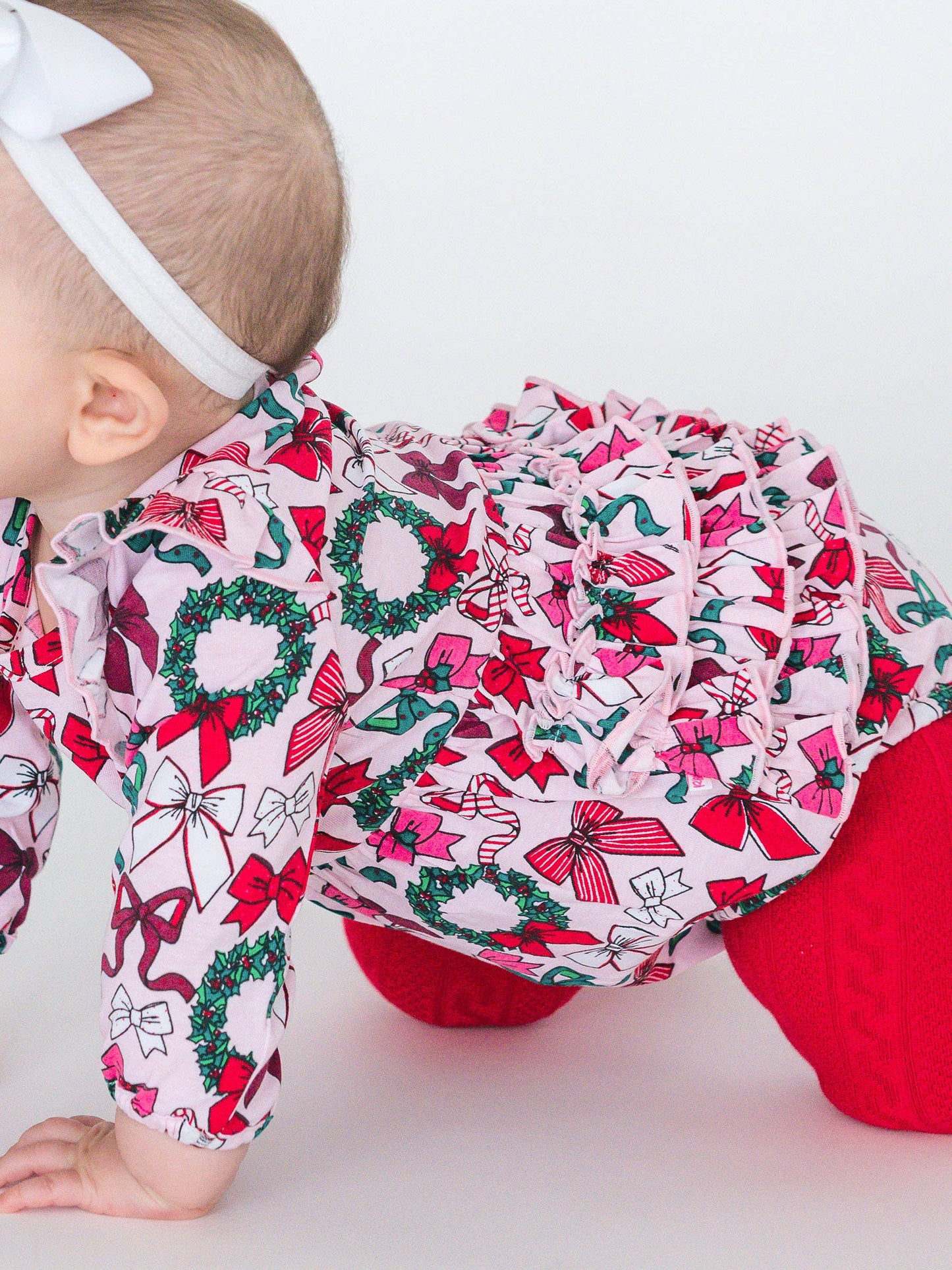 Holly Bow Knit Long Sleeve Flutter Bubble Romper