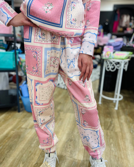Floral Patchwork Print Sweatpants