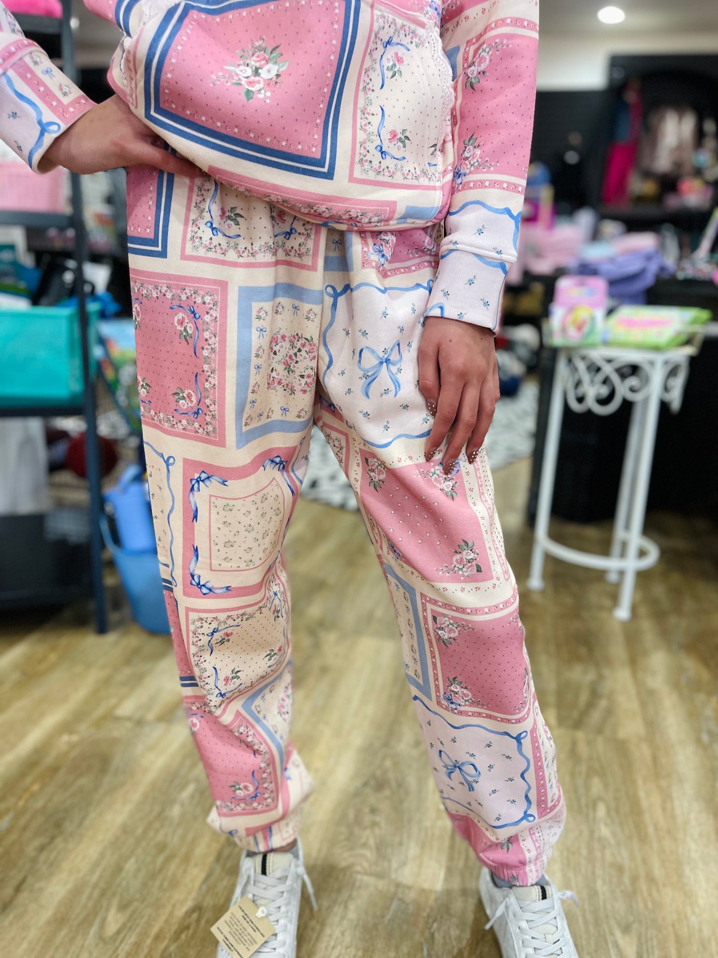 Floral Patchwork Print Sweatpants