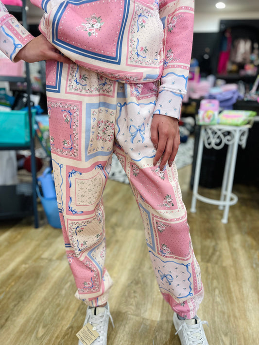 Floral Patchwork Print Sweatpants
