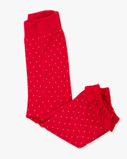 Tiny Red & Pink Patterned Footless Ruffle Tights