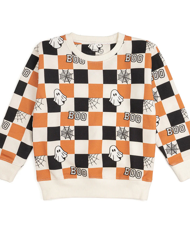 Boo Checkered Halloween Sweatshirt LP