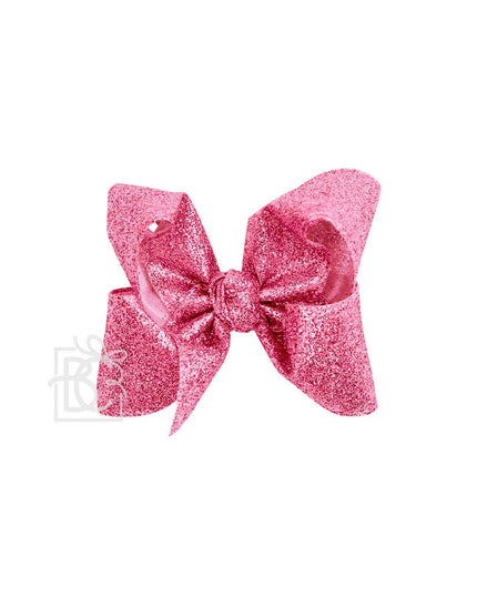 GLITTER METALLIC BOW ON CLIP: 6.5" Jumbo - 2.5" Ribbon on Lg. Alligator Clip / ROYAL BLUE