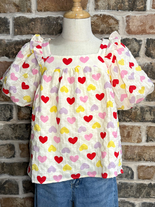 Textured Ruffle Detail Heart Top