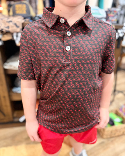 Youth Performance Polo | Vintage Helmets Black and Red