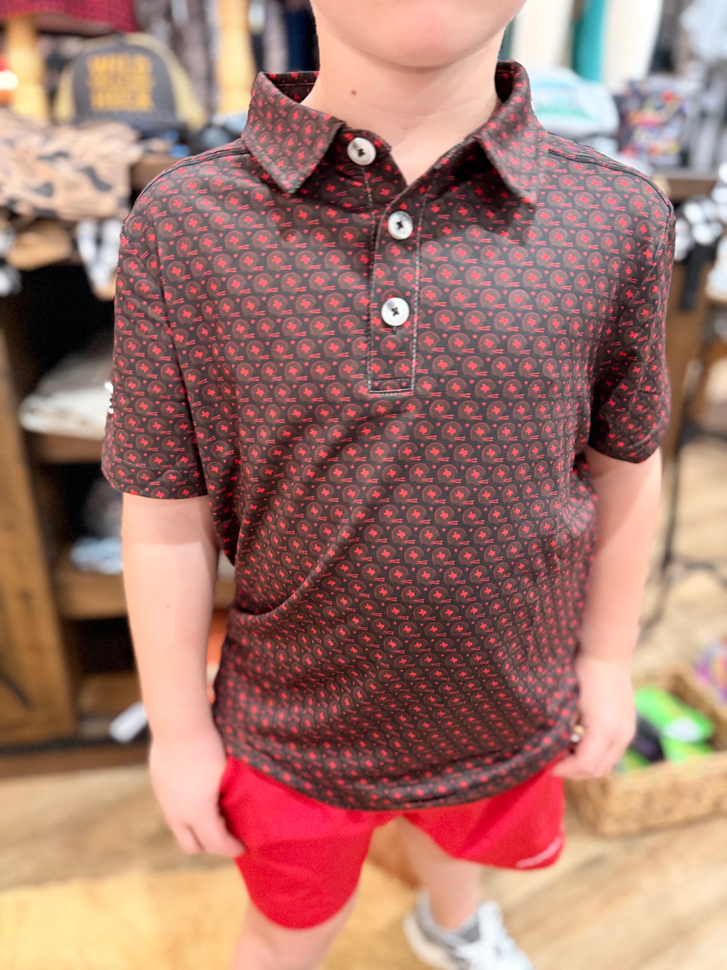 Youth Performance Polo | Vintage Helmets Black and Red