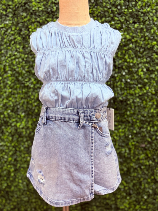Cotton Jersey Tiered Sleeve Top | Saltwater Taffy
