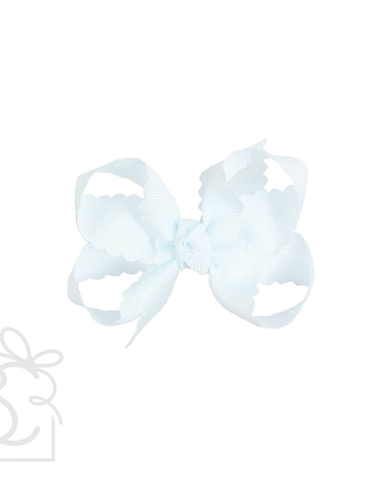SCALLOPED EDGE BOW: Antique White / 3.5" Medium - 1.5" Ribbon on Alligator Clip