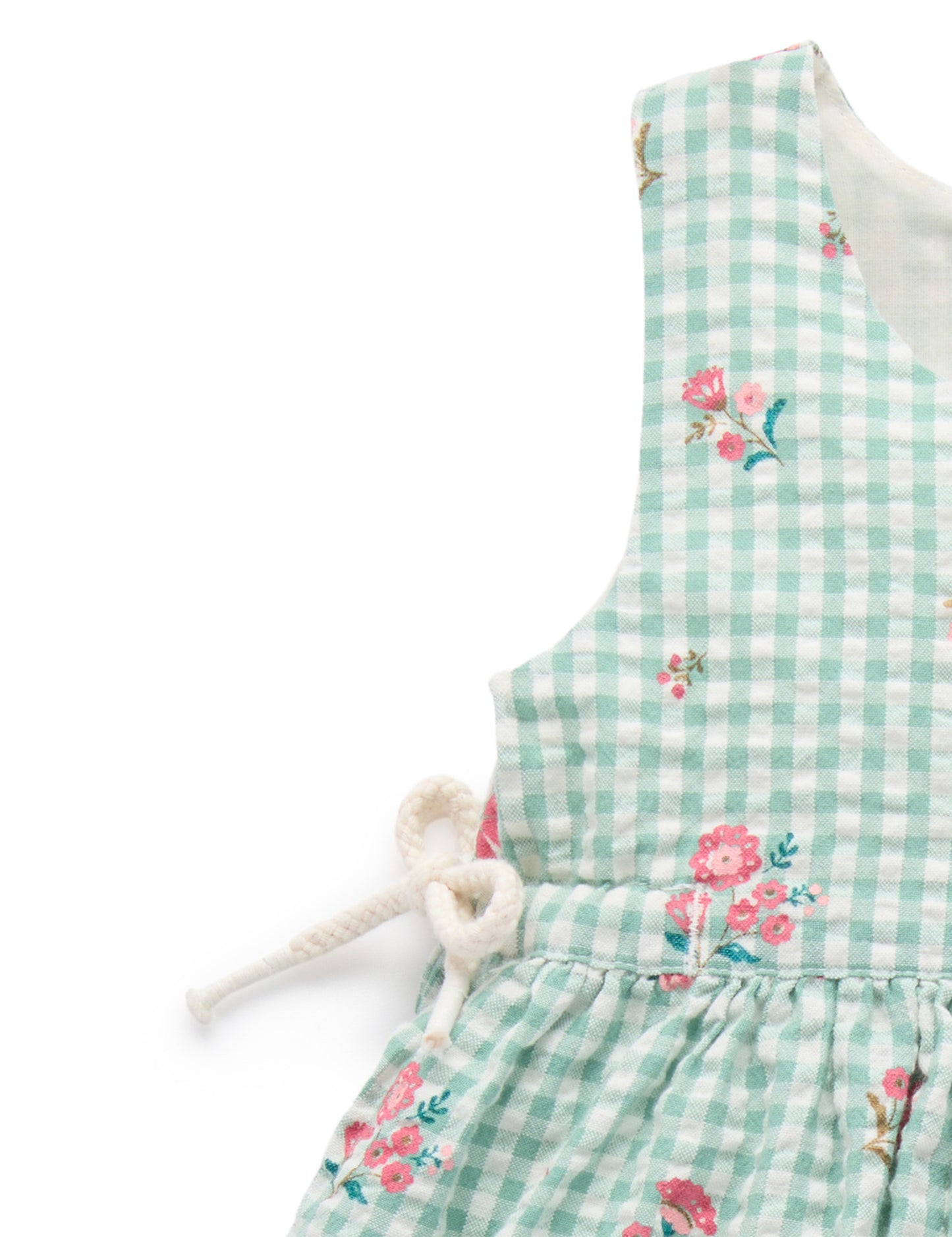Gingham Floral Dress | Green