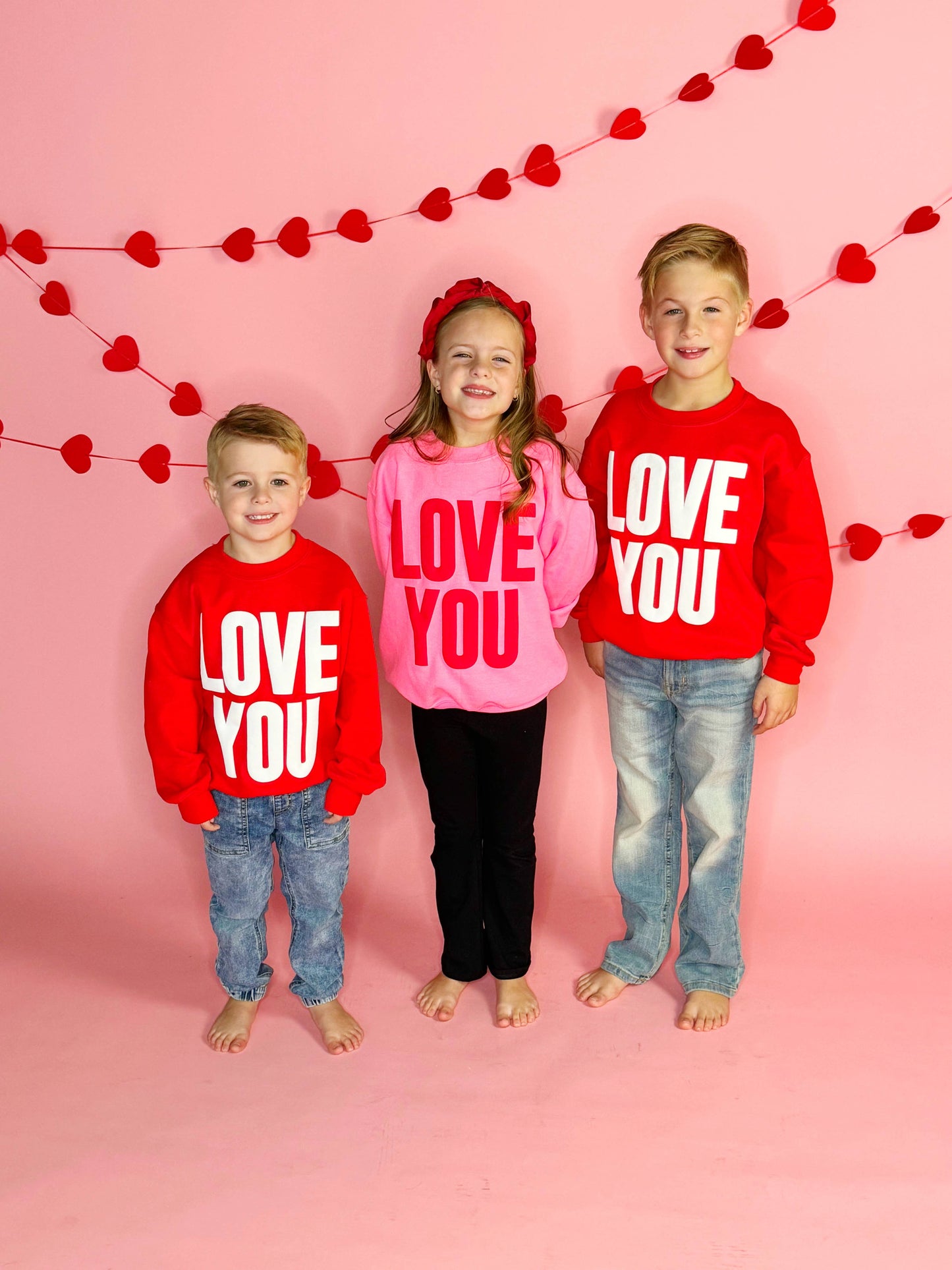 Love You Valentines Puff Sweatshirt | Red