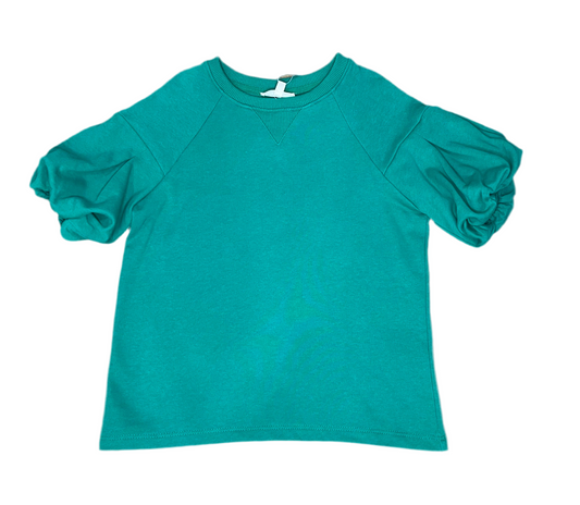 Box Pleat Puff Sleeve French Terry Top