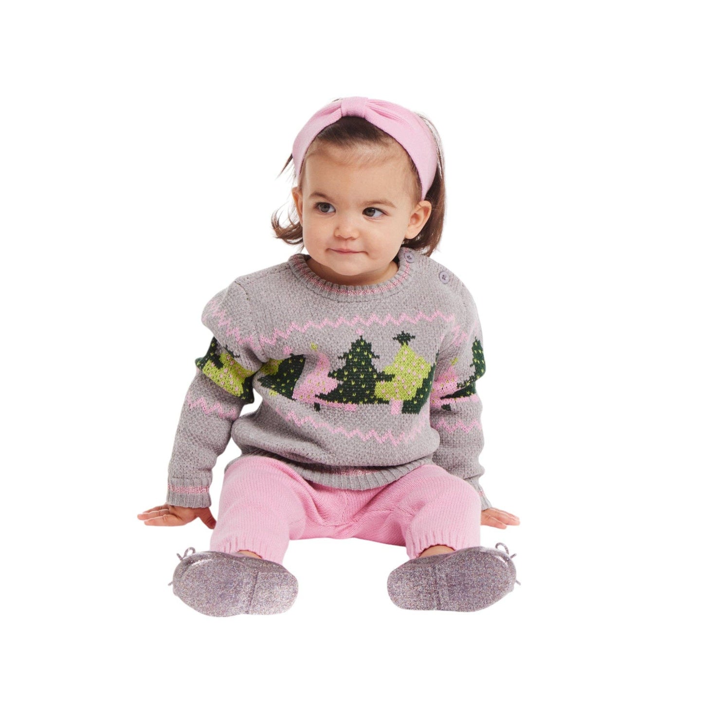 Infant Chenille Sweater & Knit Pant Set + Headband
