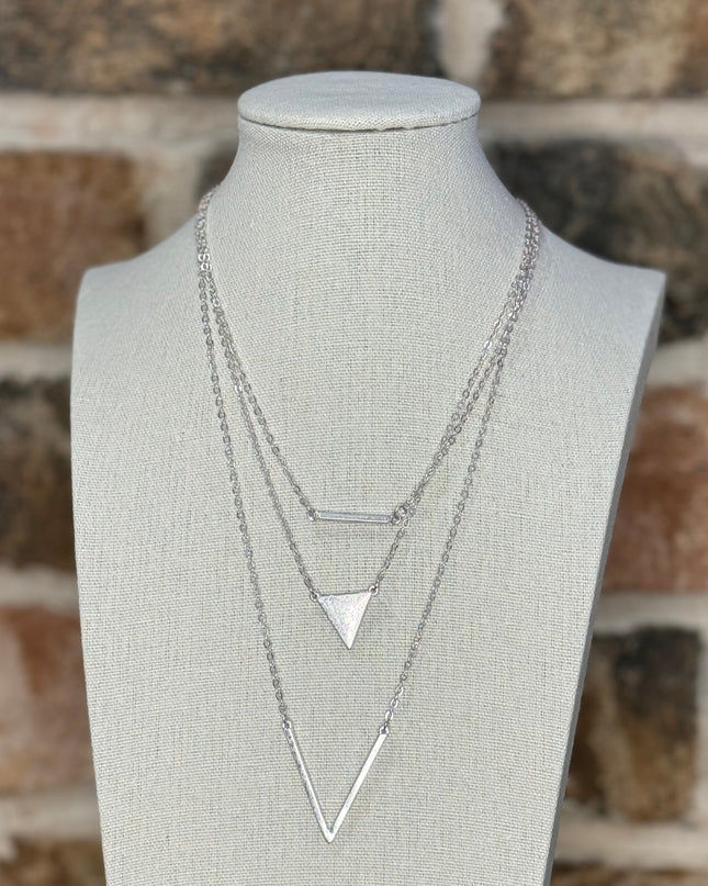 3 Chain Silver Triangle Necklace