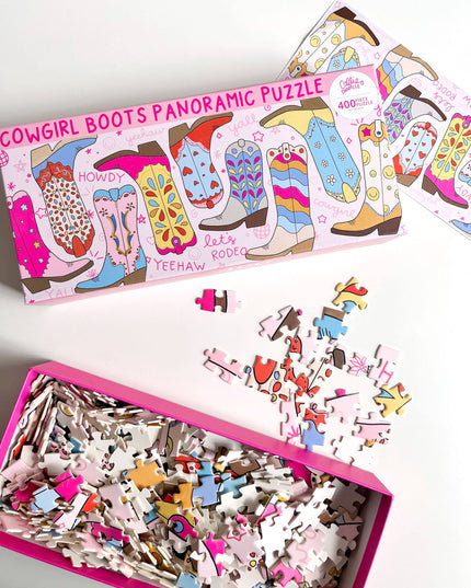 Western Cowgirl Boots - 400 Piece Panoramic Puzzle