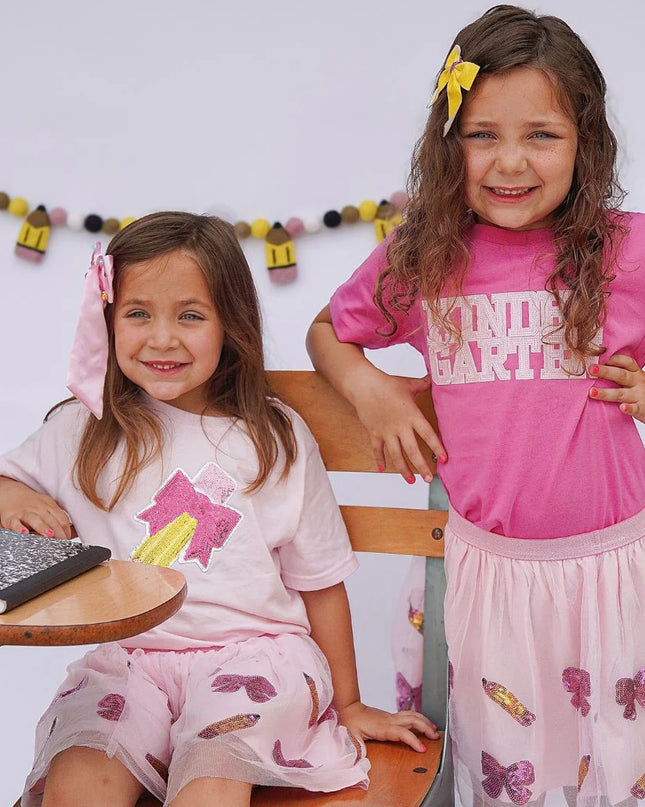 First Grade Sequin Patch Short Sleeve T-Shirt